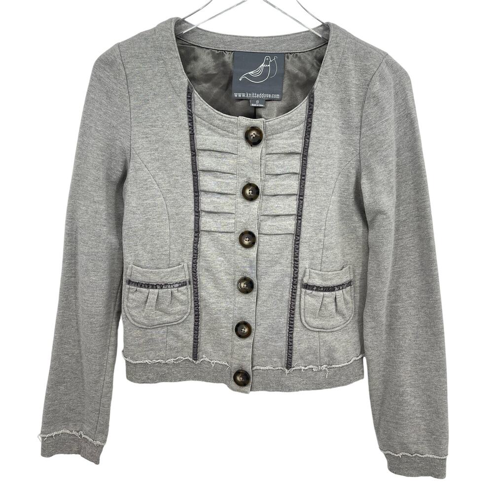 Anthroplogie Knitted Dove Size Small Gray Button Front Cardigan Lined Jacket